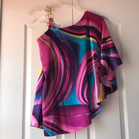 Charlotte Russe Tops - Charlotte Russe rainbow one shoulder top